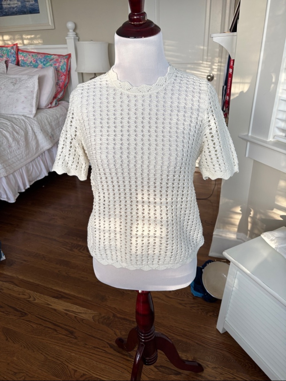 GAP Cream Open Knit Crewneck Sweater